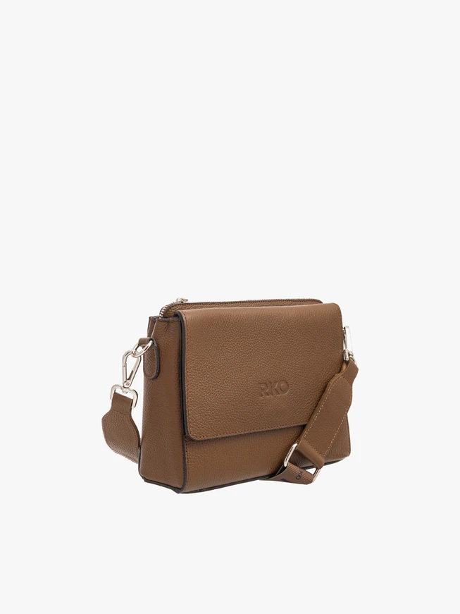 Braune Damenhandtasche mit breitem Gurtband