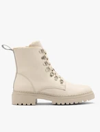 Cream women’s boots with decorative hooks