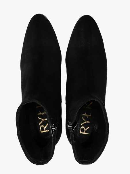 Black suede stiletto ankle boots