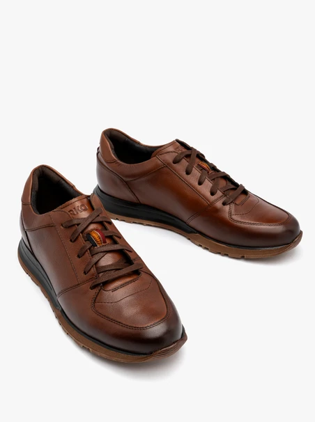 Brown men’s sneakers with two-tone sole