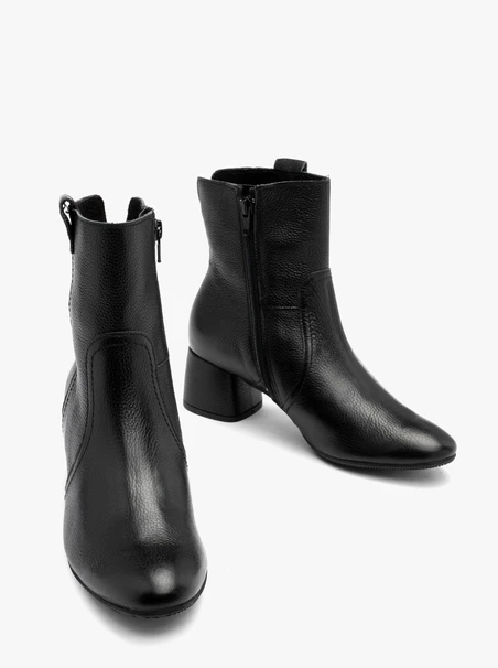 Black low-block-heel ankle boots