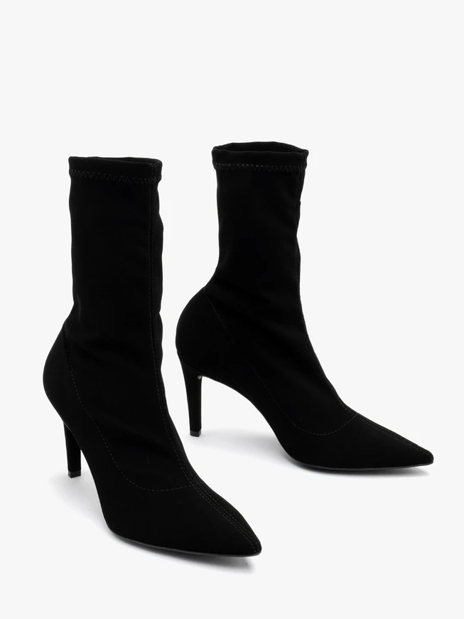 Black stretch ankle boots with stiletto heel
