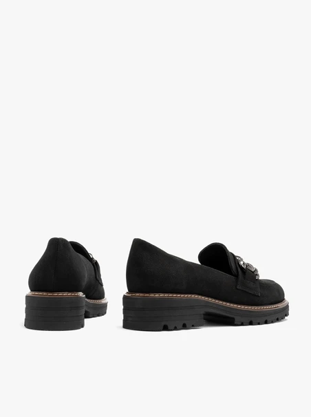 Black nubuck loafers with ornament