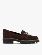 Burgundy loafers with ornament on upper