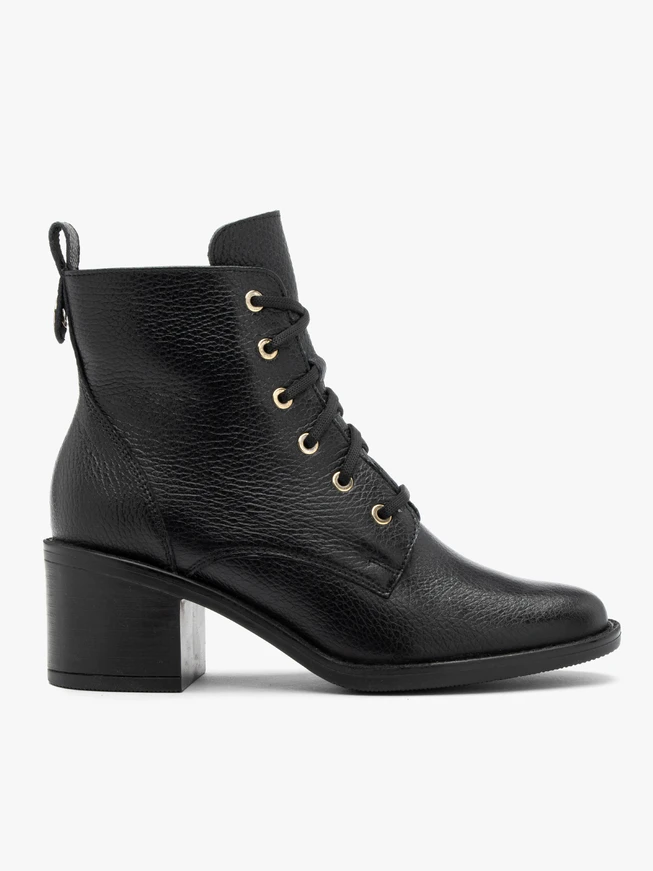 Schwarze Schnürstiefel für Damen mit goldenen Ösen