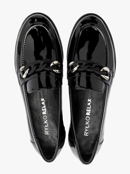 Patent loafers with decorative upper