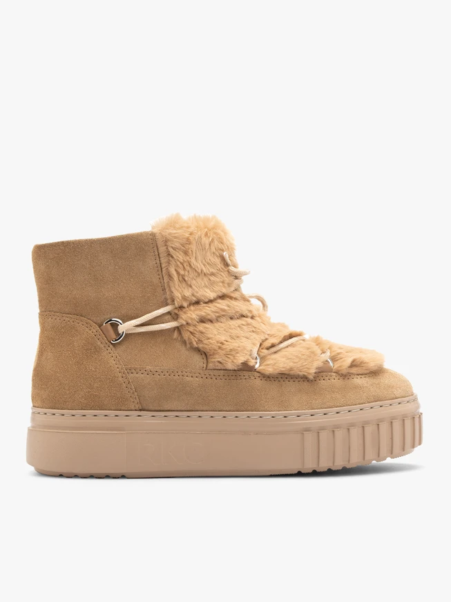 Beige short insulated women’s snow boots