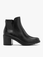 Schwarze Stiefel mit dekorativer Lederkombination