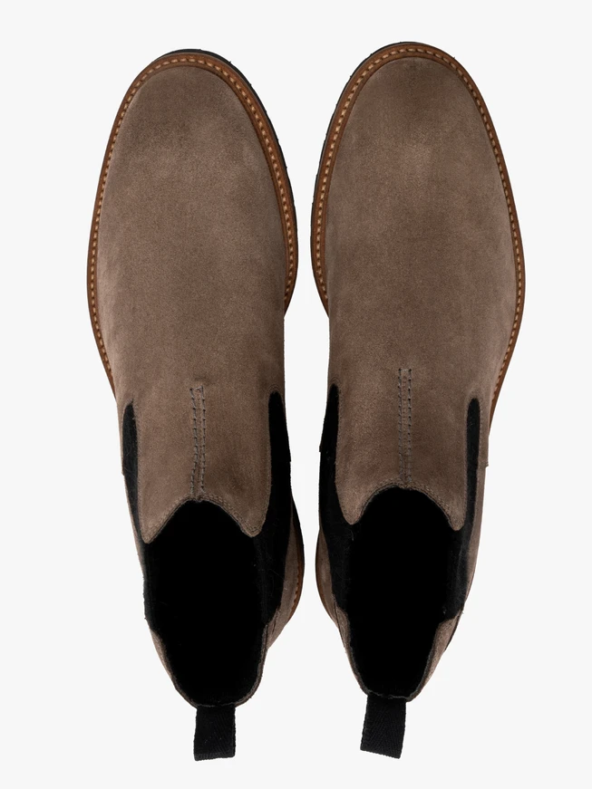 Graue Velourslederstiefel