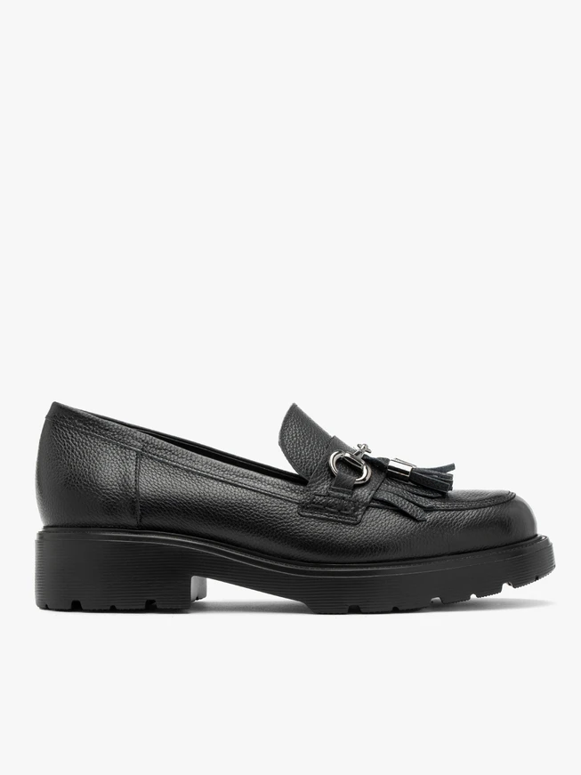 Black loafers with tassels