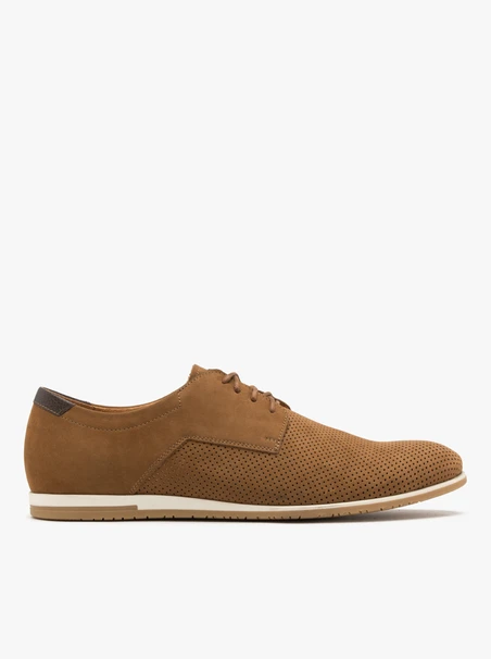 Brown men’s shoes with decorative perforation