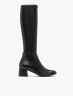 Schwarze Stiefel mit flexiblem, schmalem Schaft und niedrigem Absatz