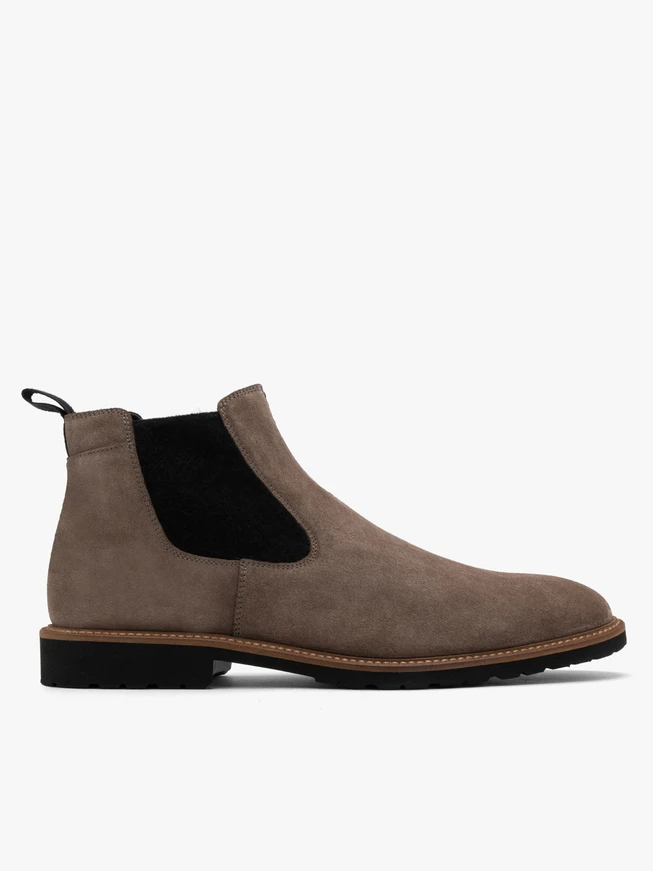 Graue Velourslederstiefel