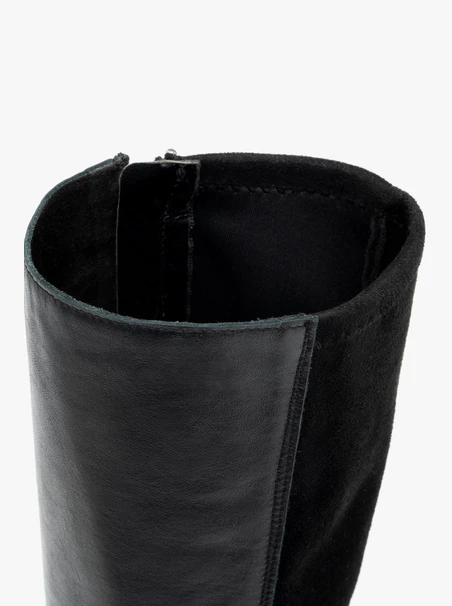 Schwarze Stiefel mit flexiblem, schmalem Schaft