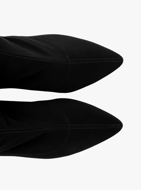 Stretch block-heel ankle boots with pointed toe