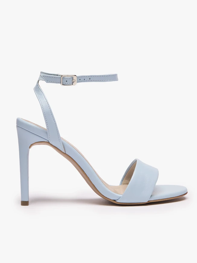 Blaue hohe Stiletto-Sandalen