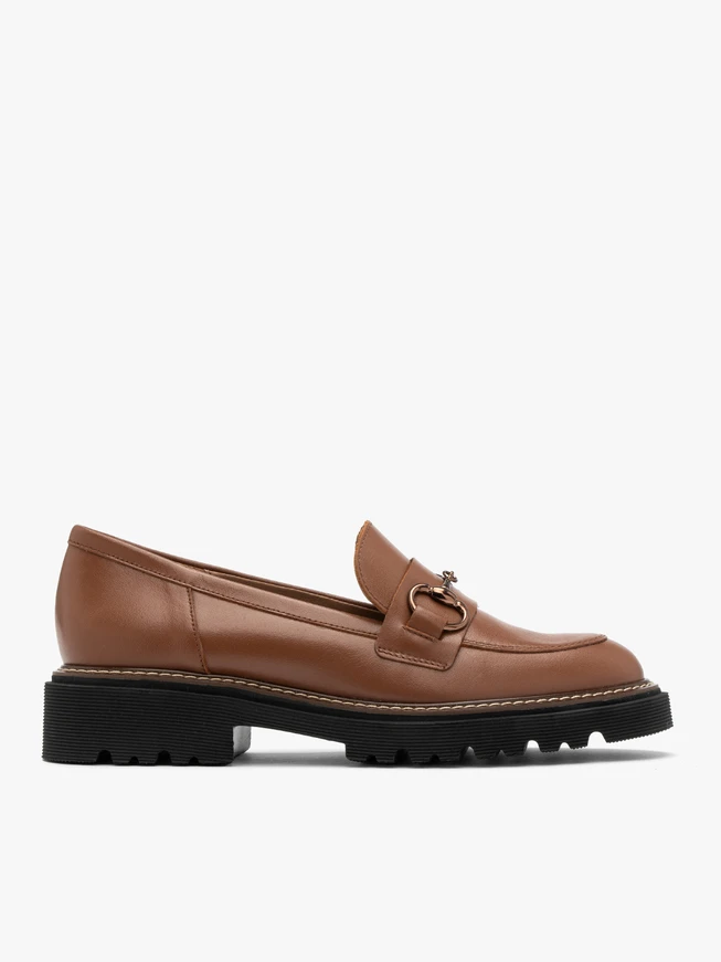 Women’s brown loafers with ornament