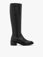 Schwarze Damenstiefel mit Gummieinsatz im Schaft