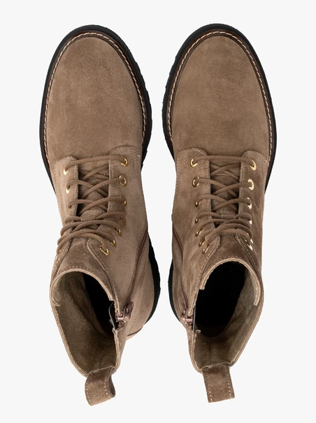 Beige women’s suede ankle boots