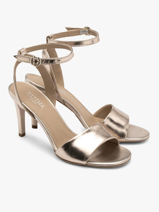 Goldfarbene Stiletto-Sandalen