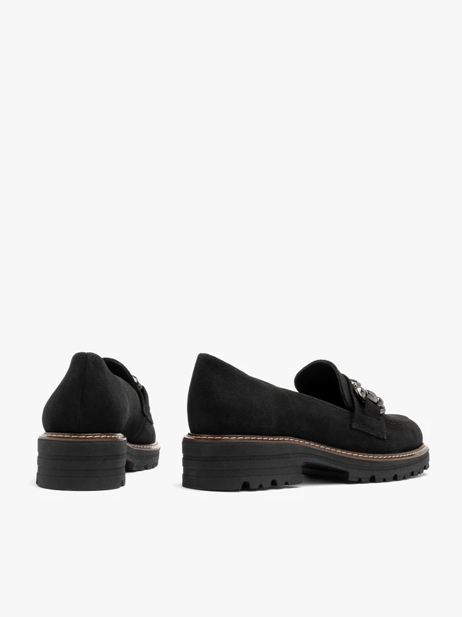 Black nubuck loafers with ornament
