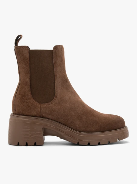 Braune Velours-Pantoffelstiefel für Frauen mit festem Boden
