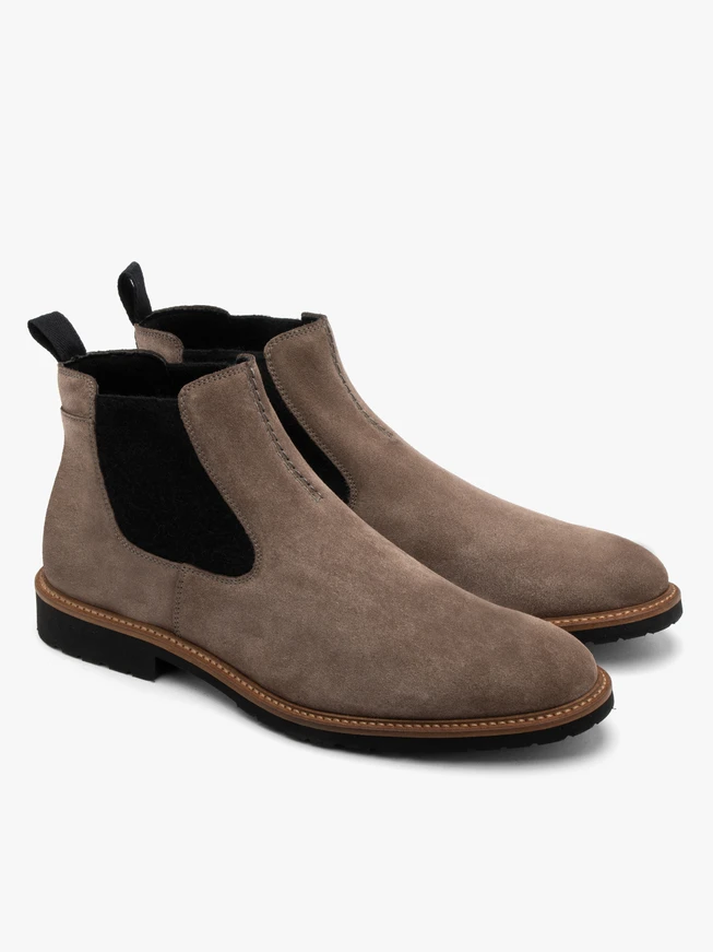 Graue Velourslederstiefel