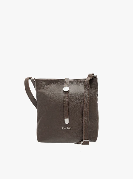 Dark brown crossbody bag with decorative clasp