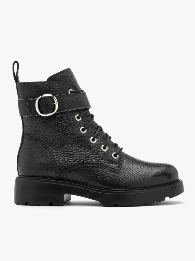 Black women’s boots with decorative buckle