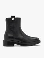 Schwarze Damenstiefel mit flacher Sohle