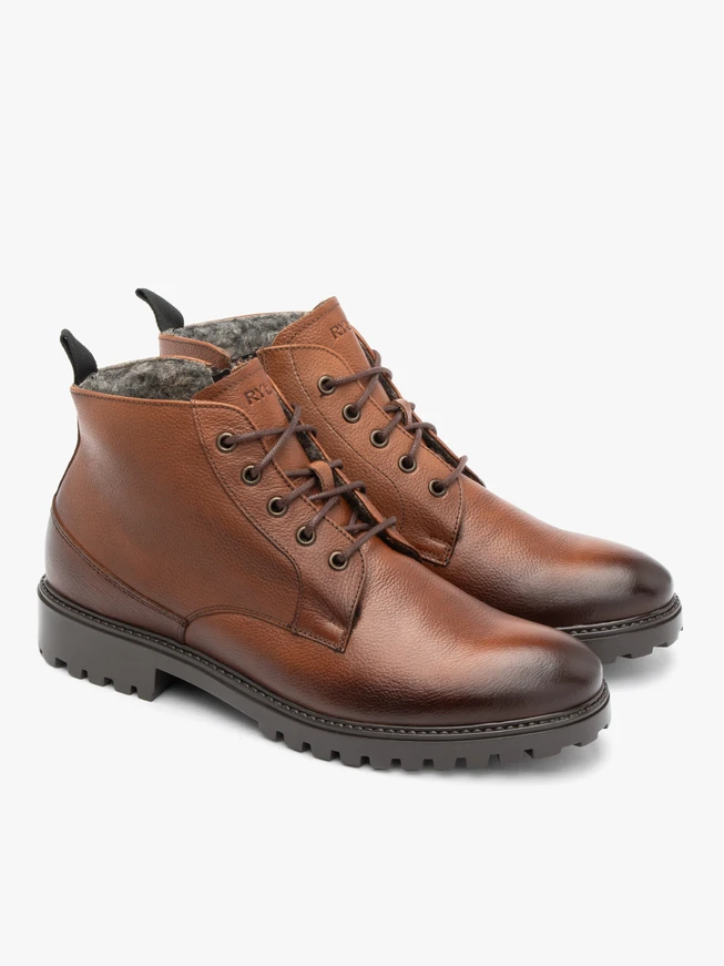 Braune isolierte Herrenstiefel aus Wolle