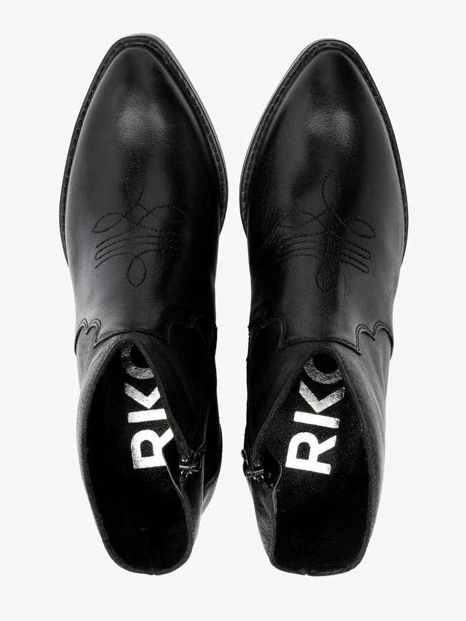 Black cowboy ankle boots with decorative embroidery