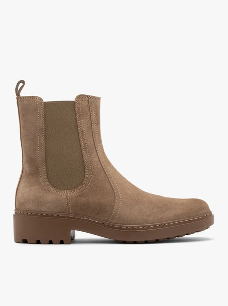 Beigefarbene Damen-Slingbacks aus Veloursleder auf leichtem Grund
