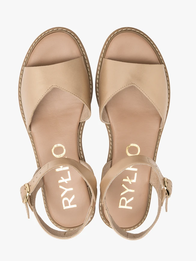 Gold sandal with decorative upper