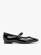 Schwarz lackierte Ballerinas mit dekorativem Verschluss