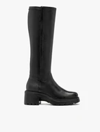 Schwarze Damenstiefel mit Gummizug und festem Boden