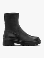 Schwarze Stiefel mit elastischem Schaft und flacher Sohle