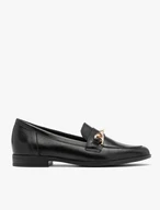 Black loafers with gold ornament