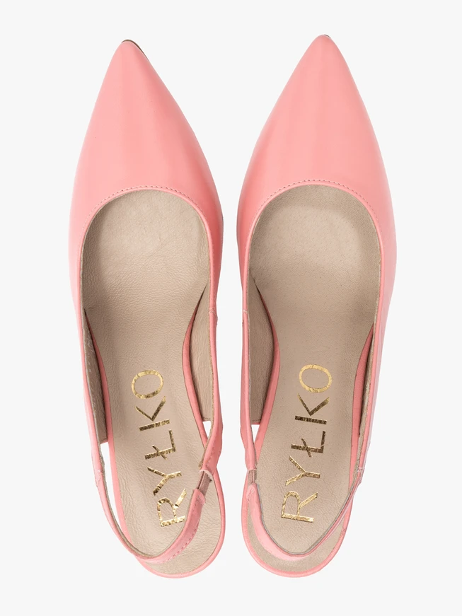 Pink women’s pumps with heel strap