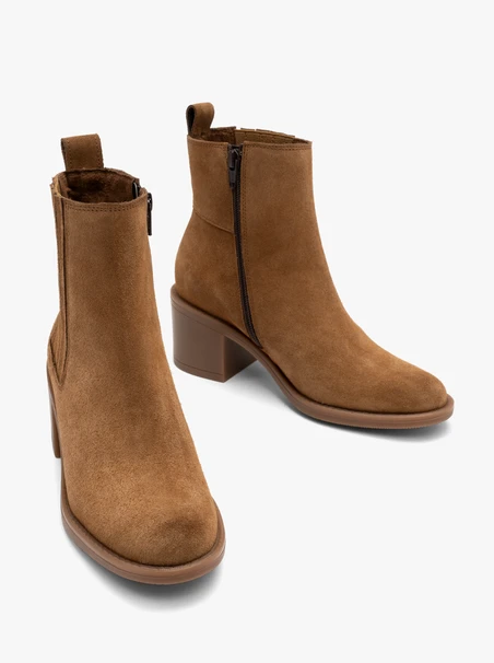 Rote Slingbacks aus Veloursleder mit Reißverschlüssen für Damen