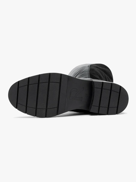 Schwarze Stiefel mit flexiblem, breitem Schaft