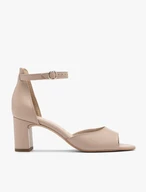 Klassische beigefarbene Damen-Sandalen mit Absatz