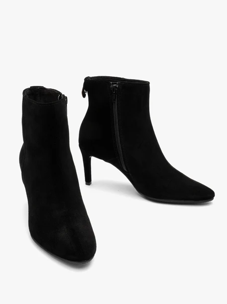 Black suede stiletto ankle boots