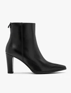 Schwarze Stiefel aus Vollnarbenleder mit klobigem Stilettoabsatz