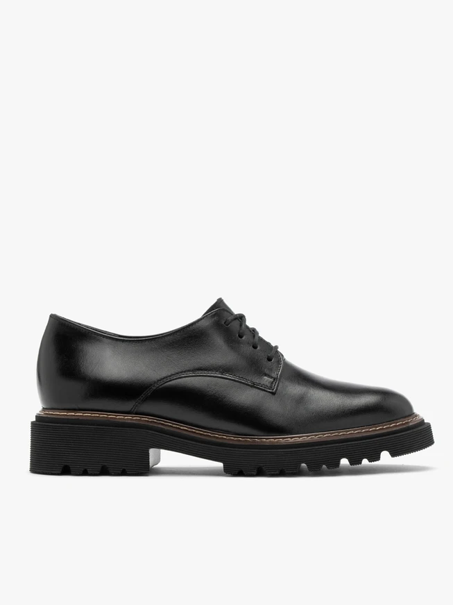 Schwarze Damenhalbschuhe mit dekorativem Boden
