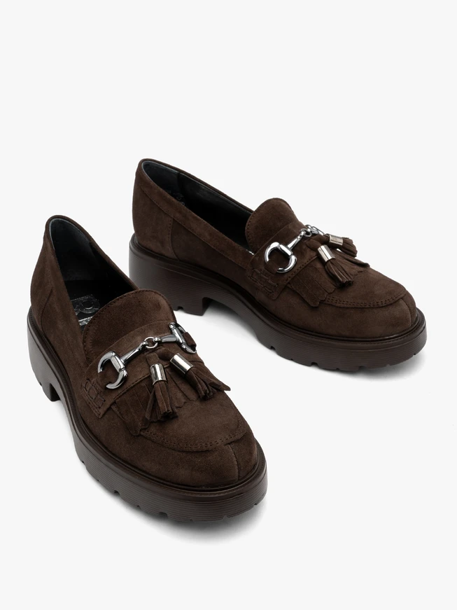 Brown loafers with tassels