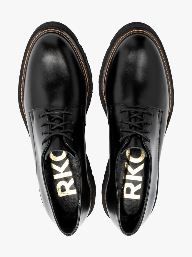 Schwarze Damenhalbschuhe mit dekorativem Boden