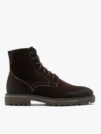 Braune Velourstiefel mit Kontrastnähten