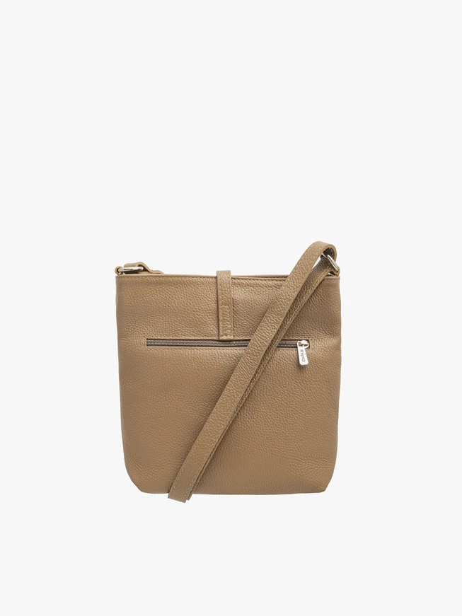 Medium beige crossbody with decorative clasp