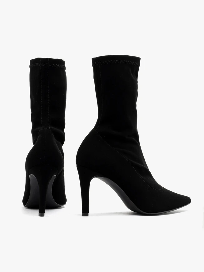 Black stretch ankle boots with stiletto heel